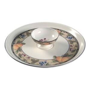 Mikasa Intaglio CAC29 GARDEN HARVEST Chip & Dip Platter & Bowl Set
